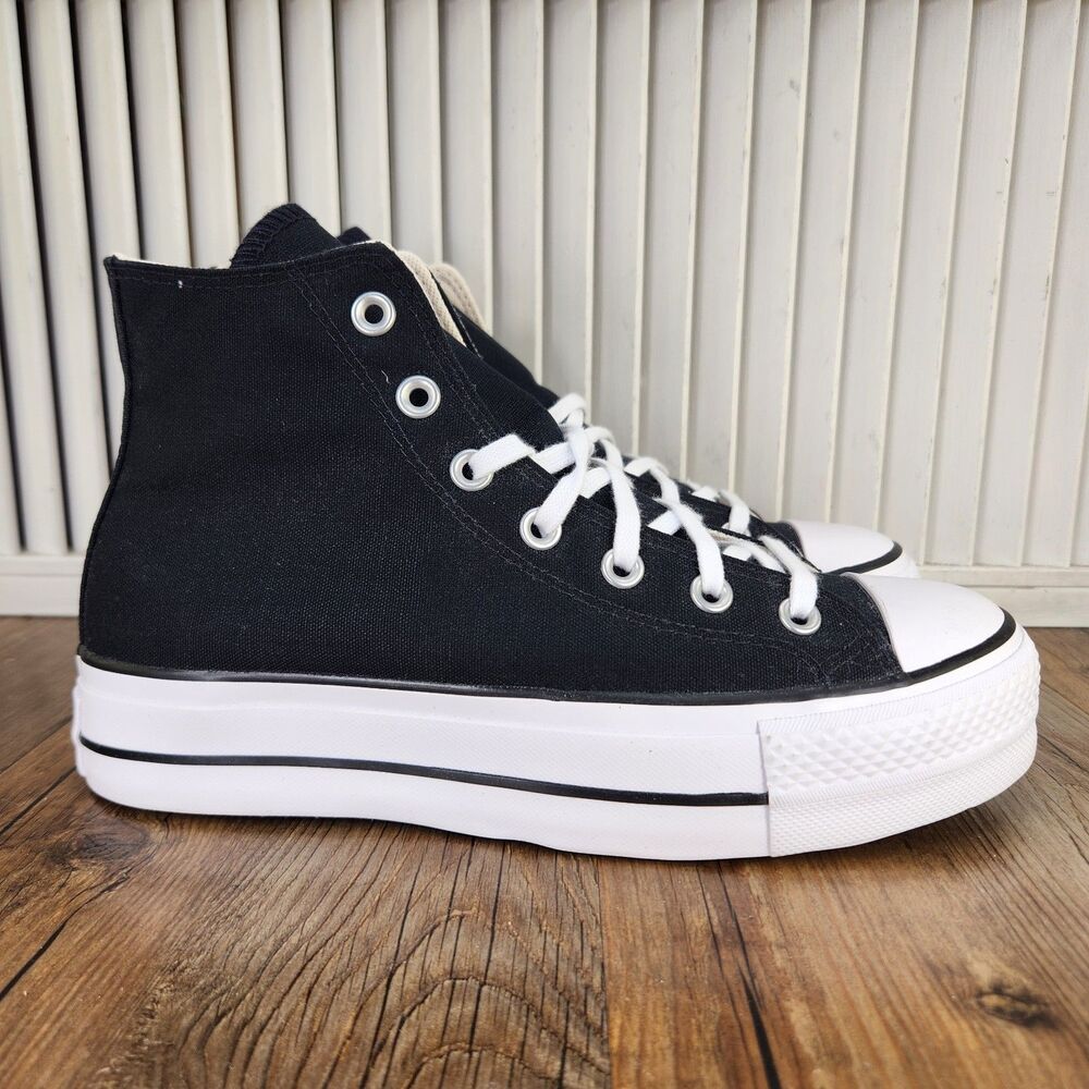 Converse CTAS Lift Hi Platform Sneakers Womens Sz 8.5 Black White Shoes 560845F - Picture 2 of 11